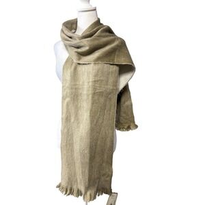 Winterbourne Alpaca Scarf Womens One Size‎ Brown Tan Fringe Andean Silk Ecuador
